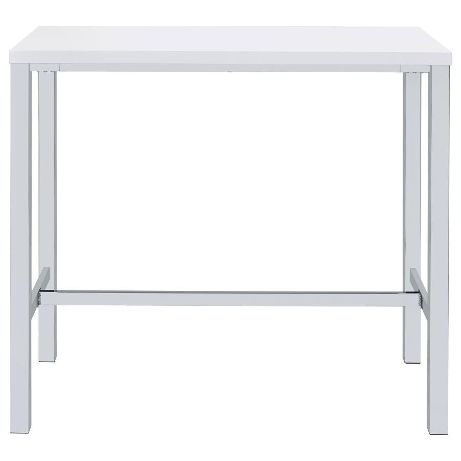 Coaster Fine Furniture Natividad - 5 Piece Pub Height Bar Table Set - White High Gloss | Meri Furniture