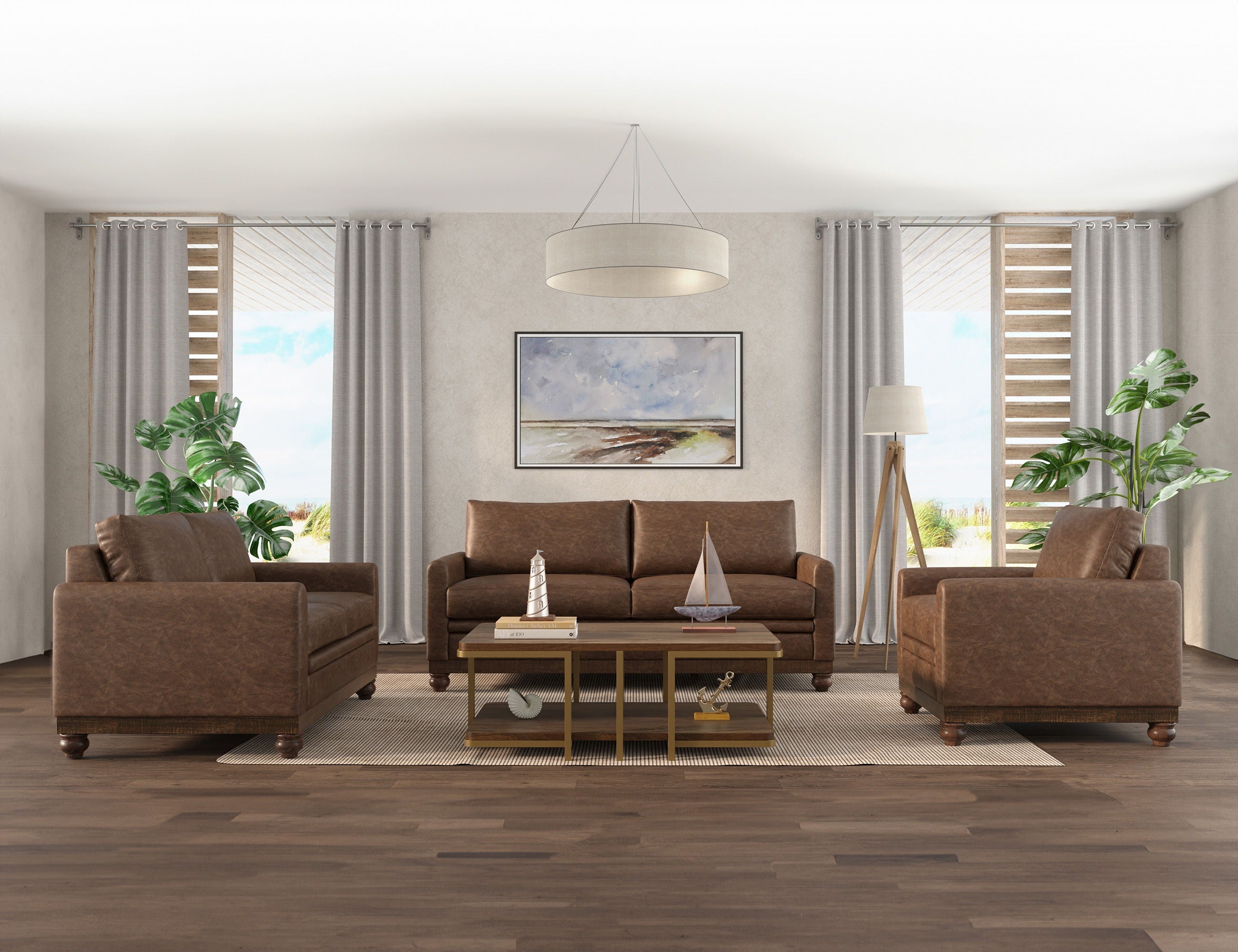 International Furniture Direct Pueblo Gray - Loveseat - Brown | Meri Furniture
