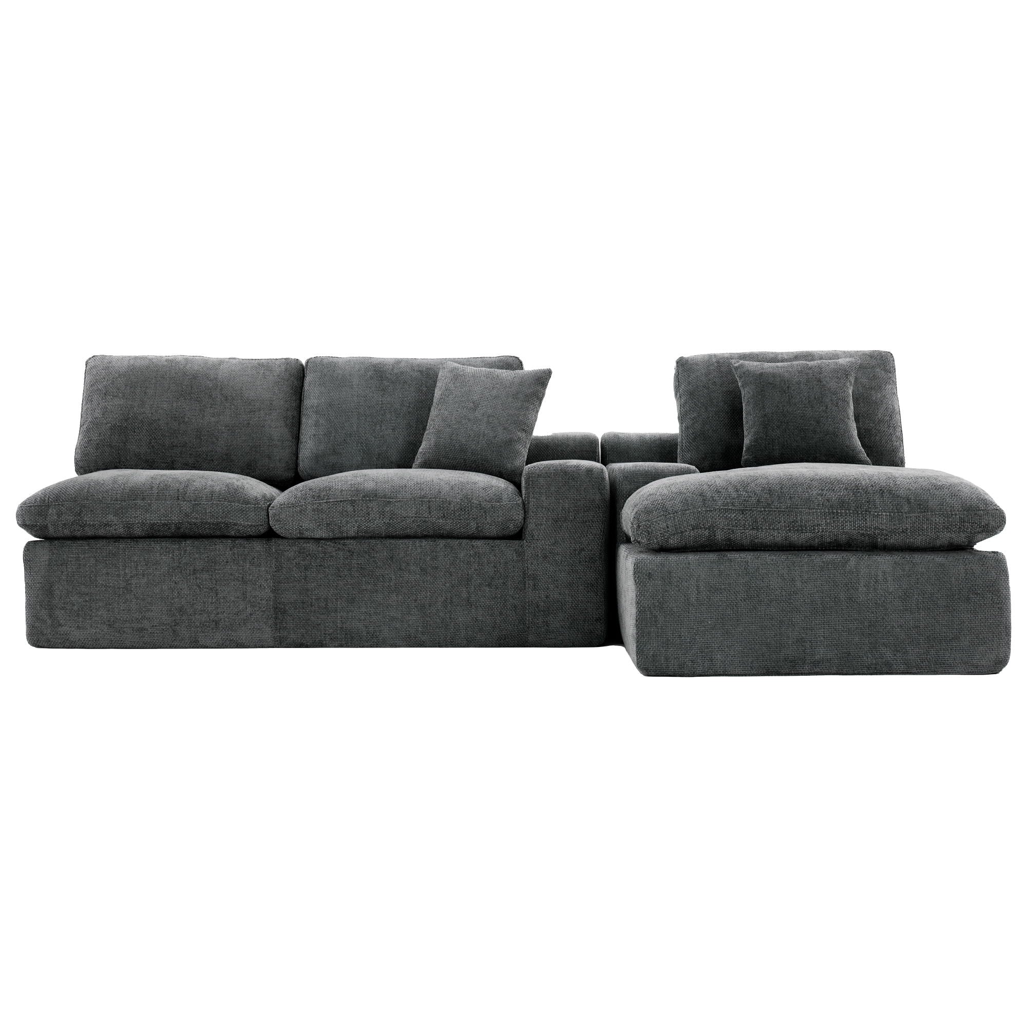 Cloud Sectional Sofa With Double Layer Cushion And Side Pockets, Free-Combined