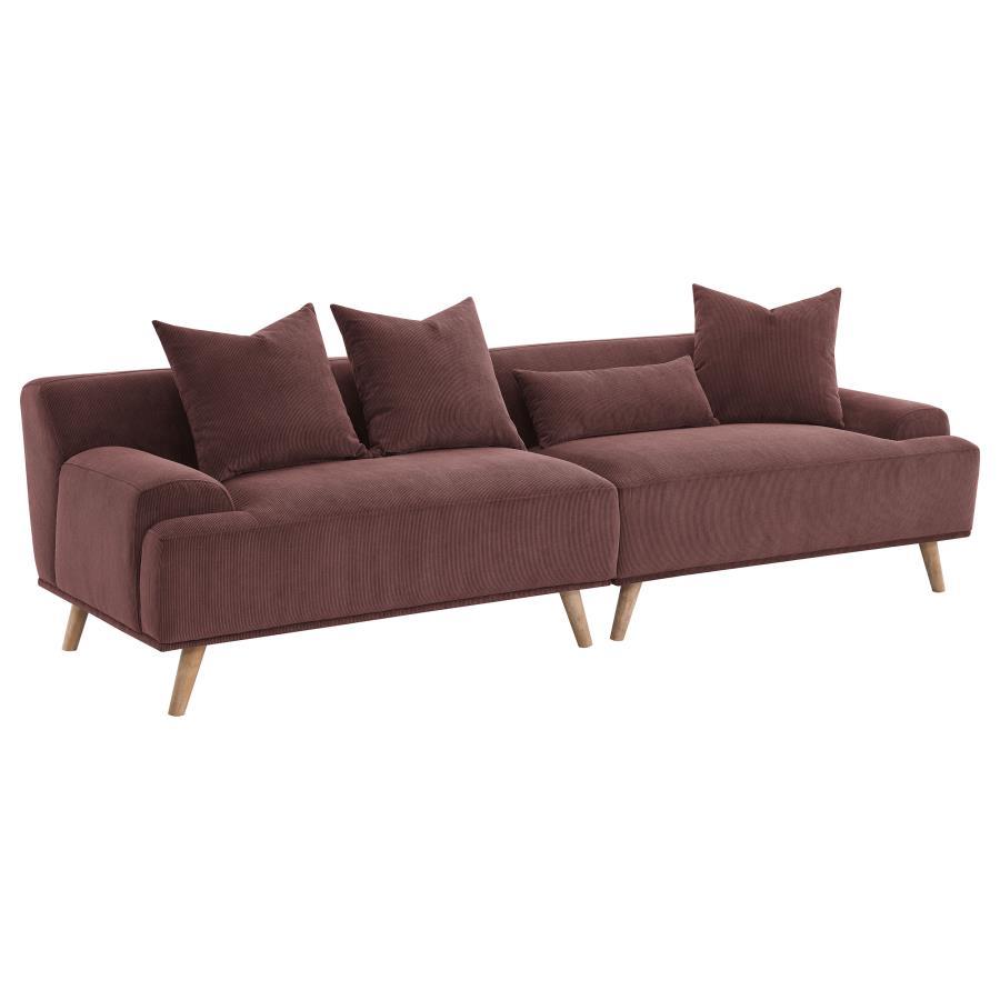 Coaster Fine Furniture Elizabeth - Corduroy Upholstered Extra Long Sofa - Wine Red | Meri Furniture