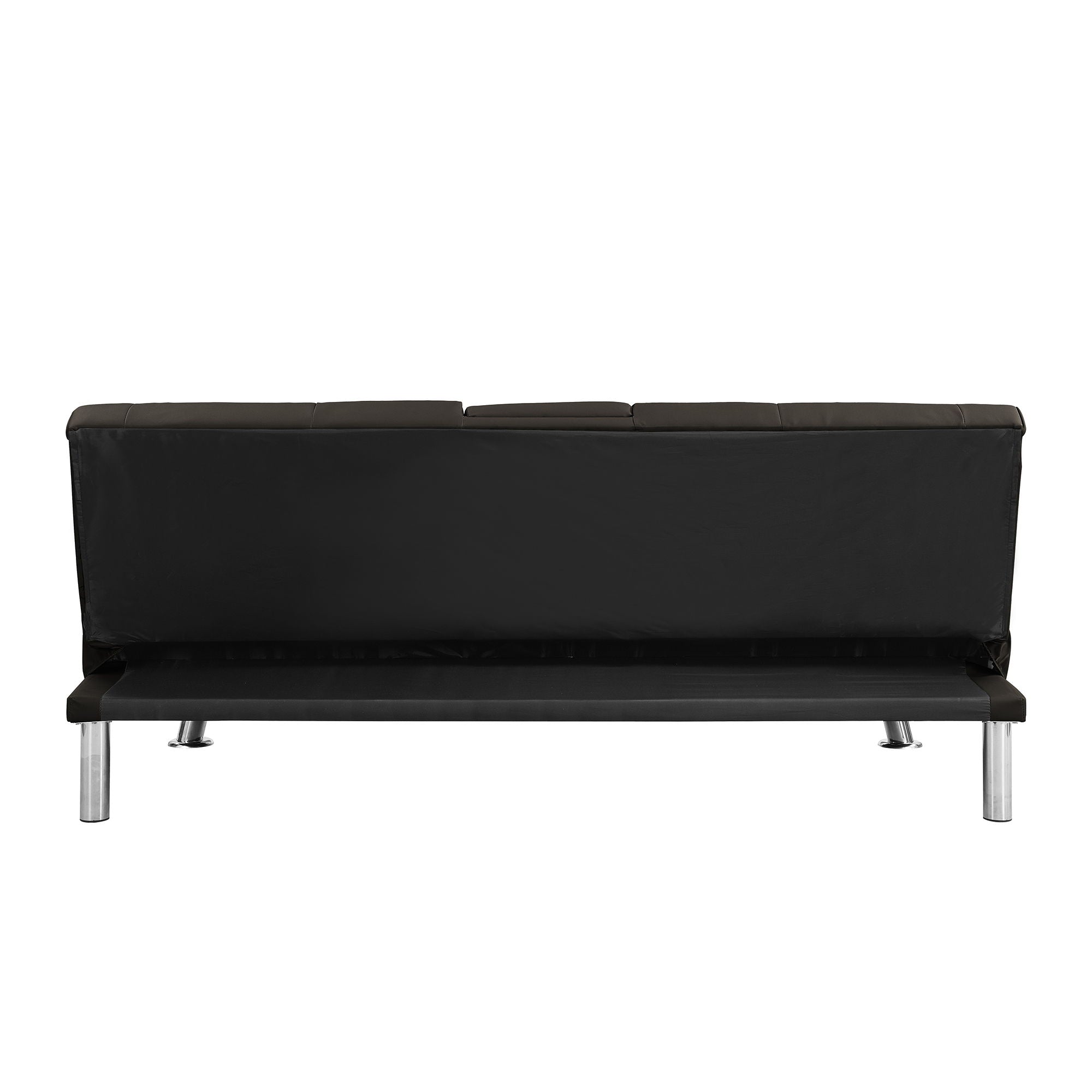 Modern Sofa Bed With Armrest 2 Holders, Wood Frame & Stainless Leg