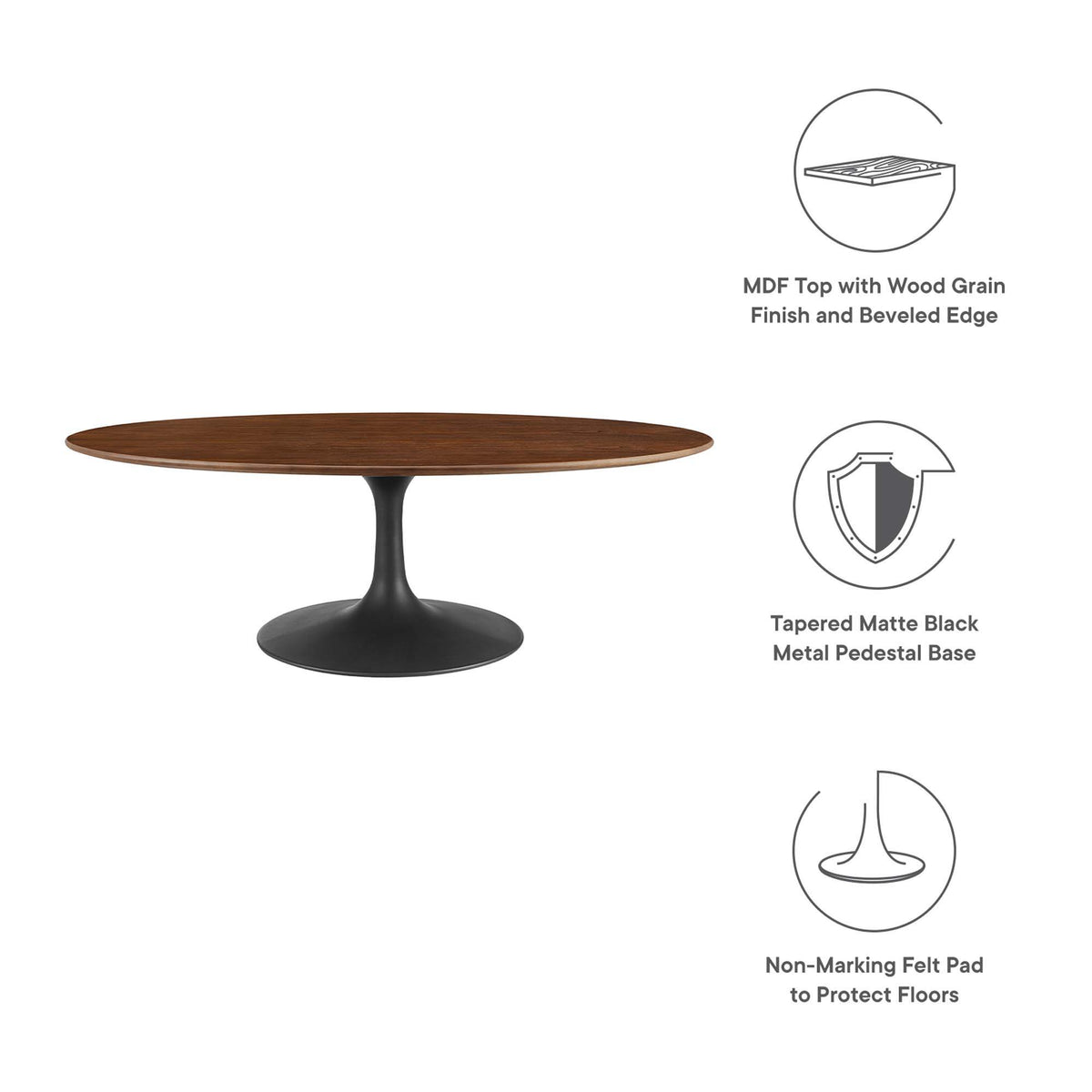 Lippa 48" Oval Wood Coffee Table by Modway