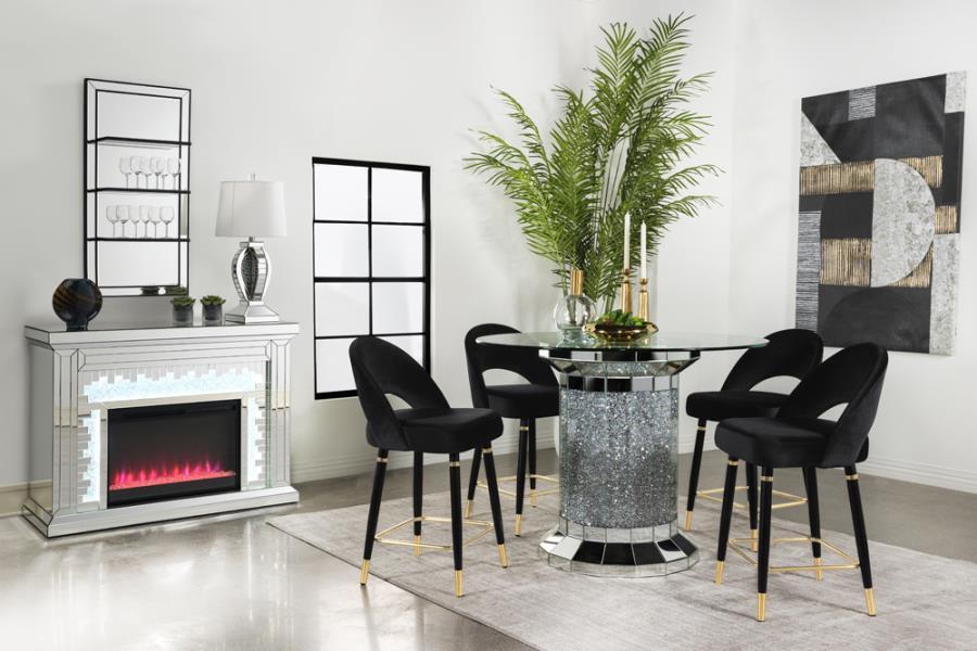 Coaster Fine Furniture Ellie - Mirrored Counter Height Dining Table Set | Meri Furniture
