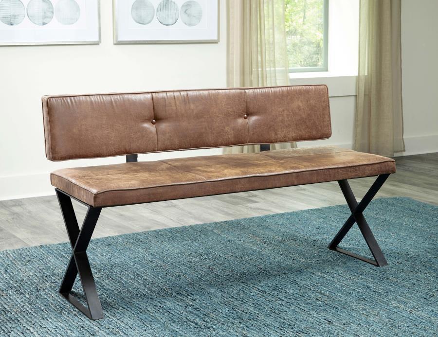 Coaster Fine Furniture Abbott - Leatherette Upholstered Dining Bench - Antique Brown | Meri Furniture