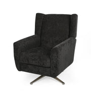 Contemporary Swivel Chair With Wingback Design - Black