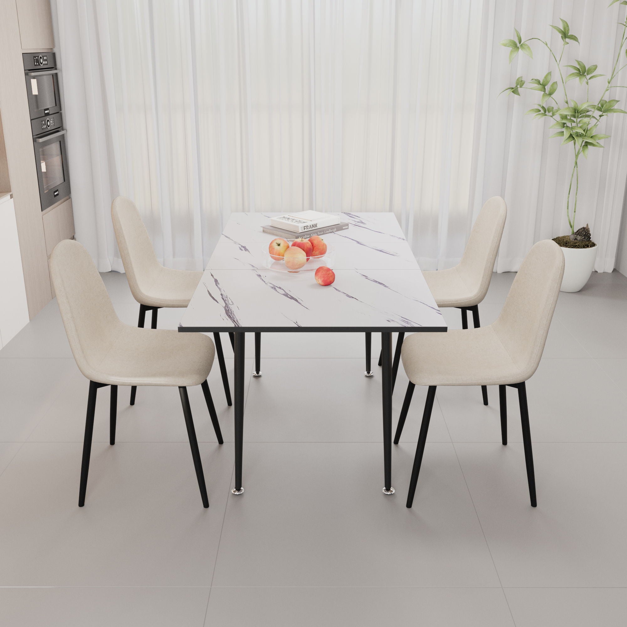 Modern Extendable Dining Table And Chair Set For 2 - 6 People