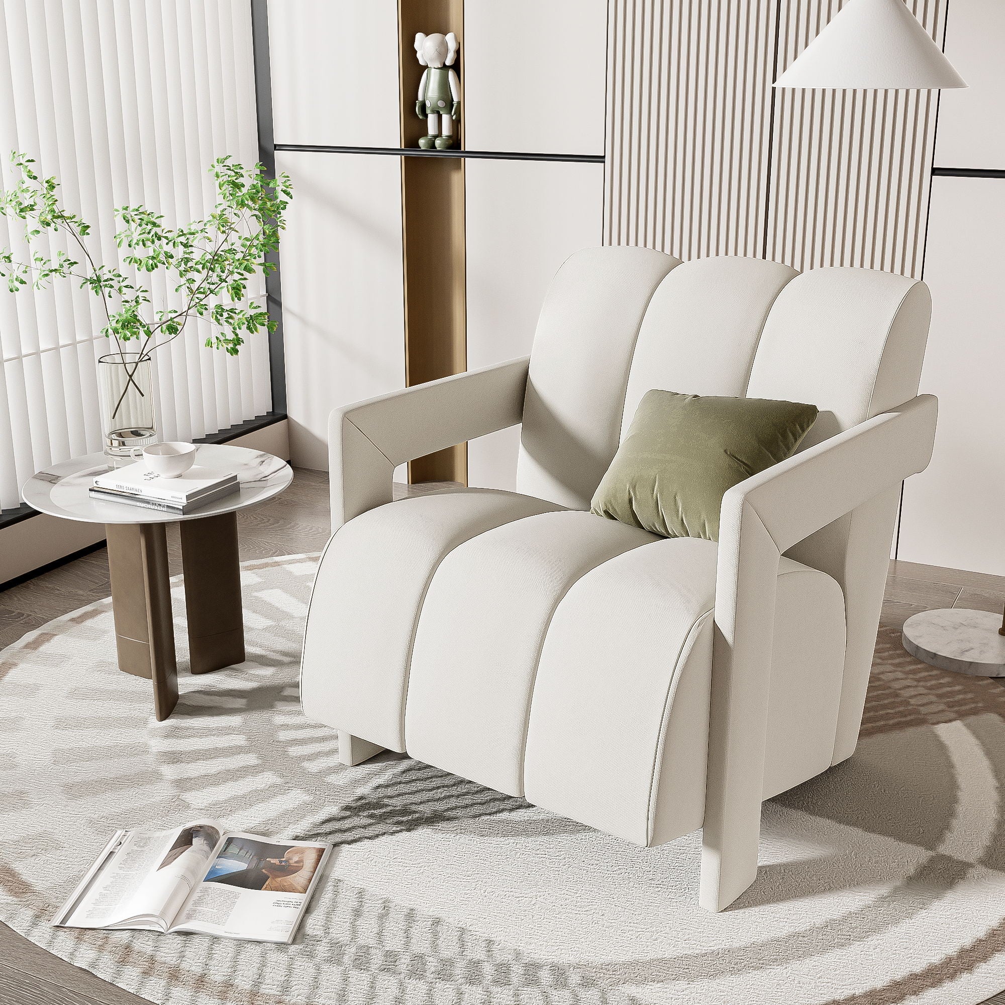 Modern Minimalist Leisure Armchair With L Shaped Armrests