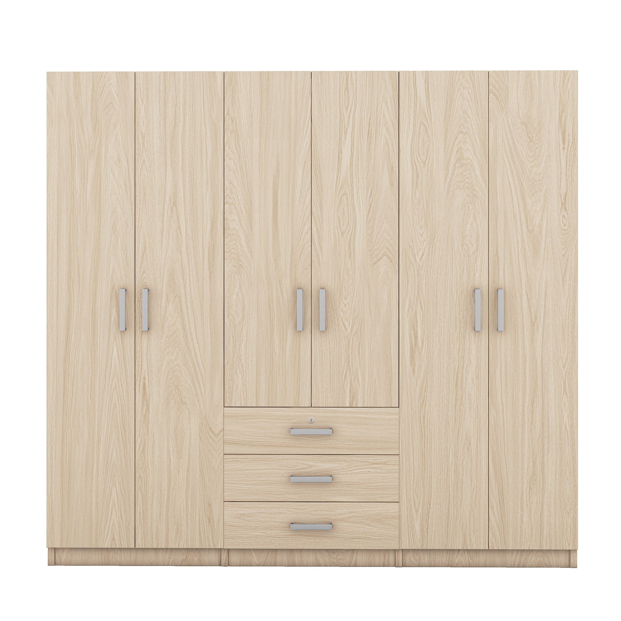 6 Doors Wardrobe Storage For Bedroom, With Big Drawers