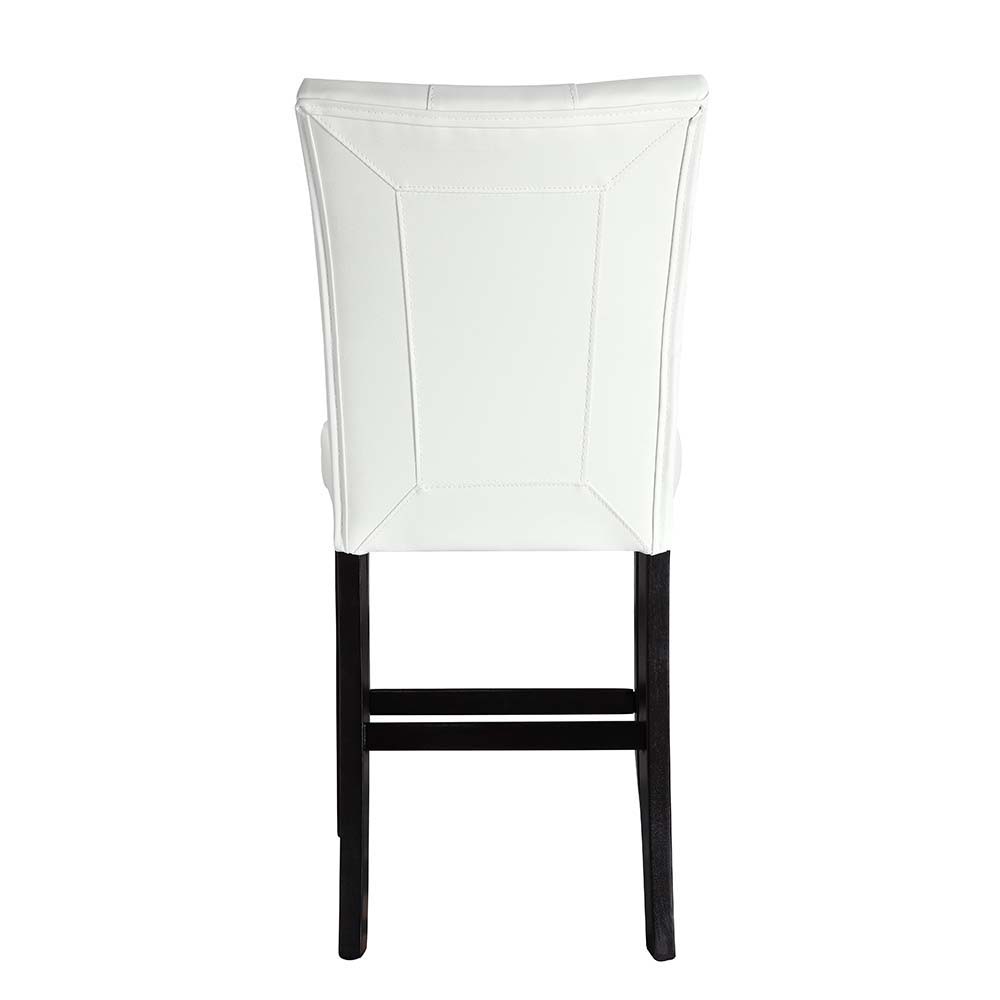 ACME Hussein - Counter Height Chair (Set of 2) - White PU & Black Finish | Meri Furniture