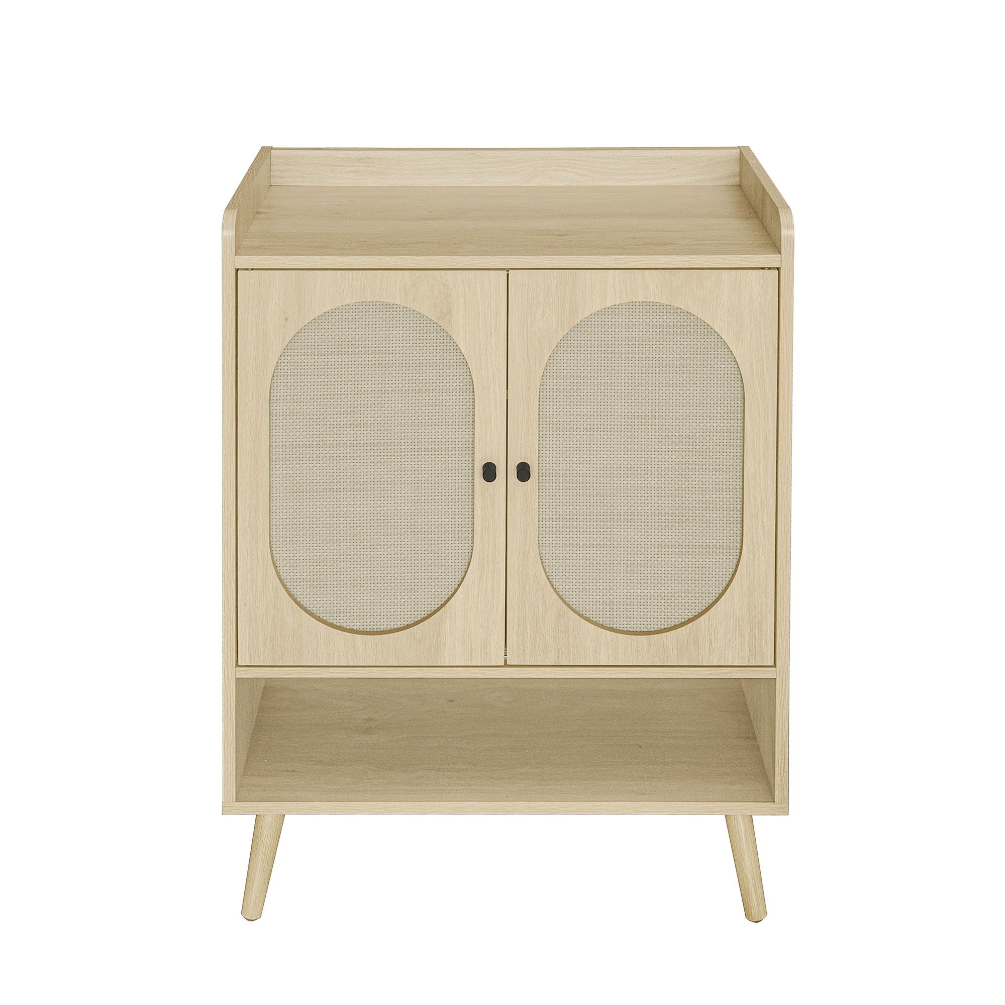 2 Door Shoe Rack, Freestanding, Modern Shoe Storage Cabinet, For Entryway - Natural