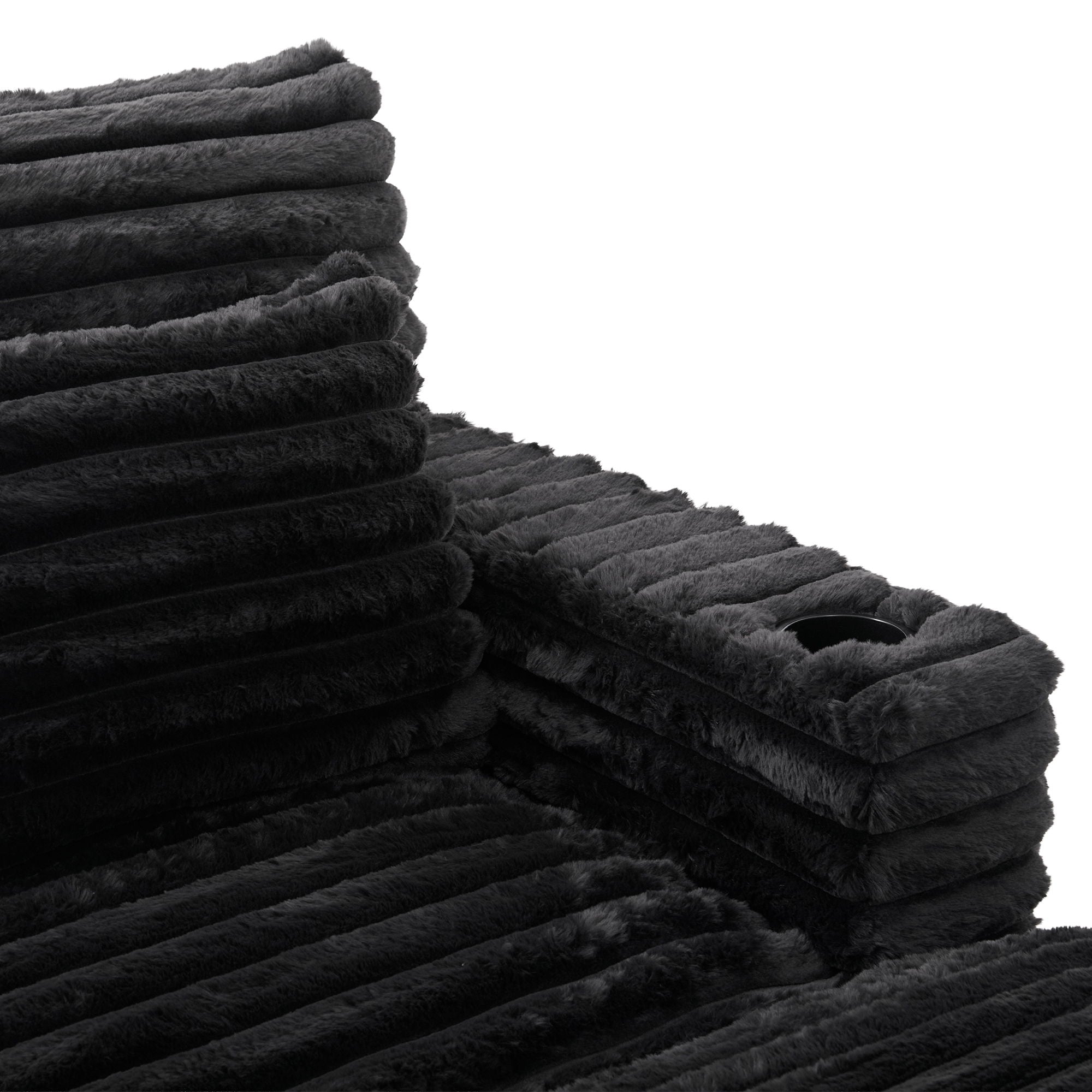 Plush Oversized Double Chaise Lounge Sofa Bed With USB Ports And Cup Holders