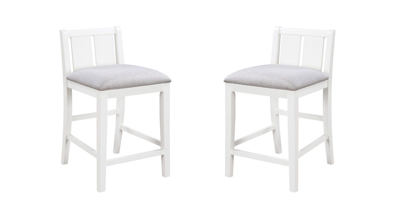 Graham Set of 2 White Finish Upholstered Seat 20"W Counter Height Chair