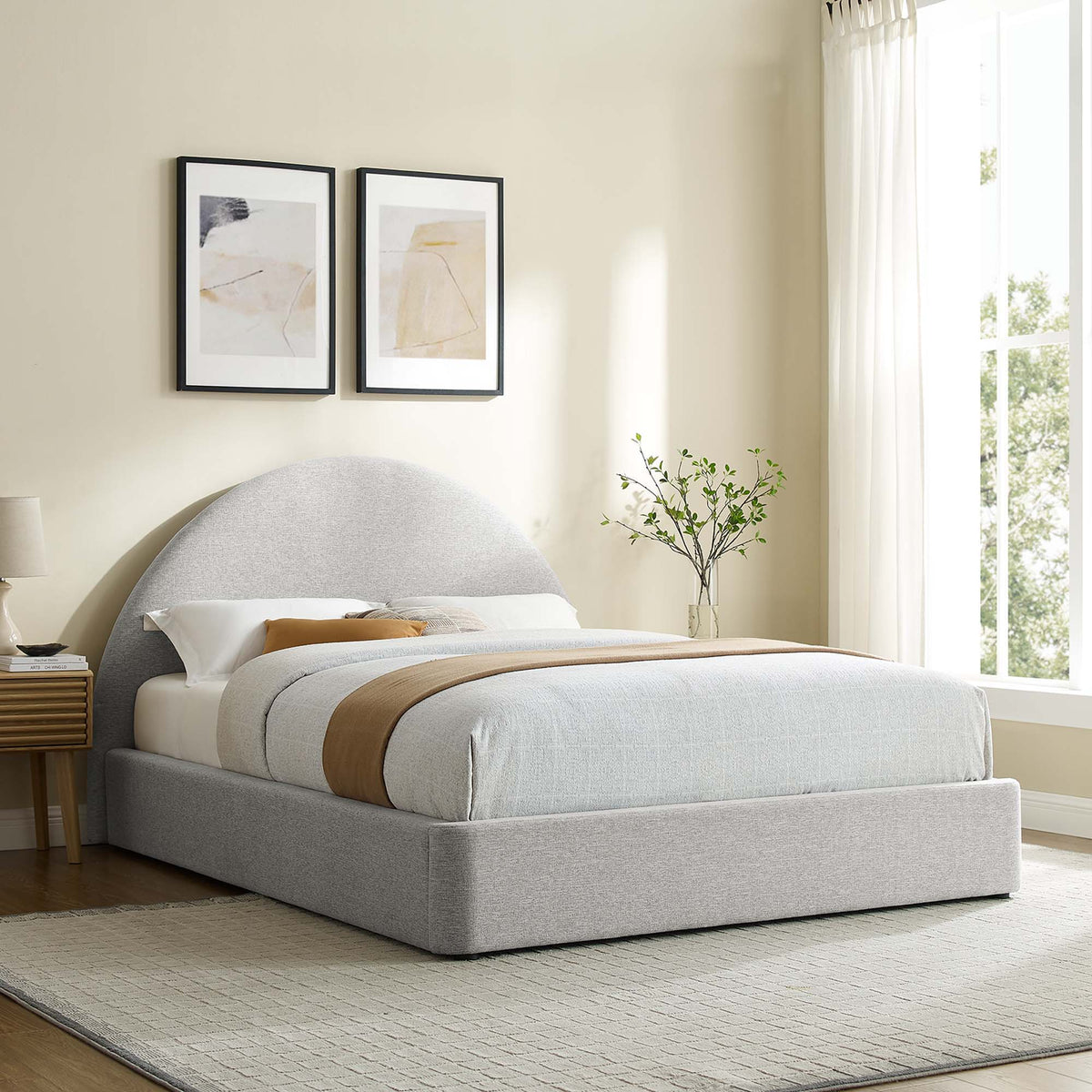 Resort Upholstered Fabric Arched Round Full Platform Bed by Modway