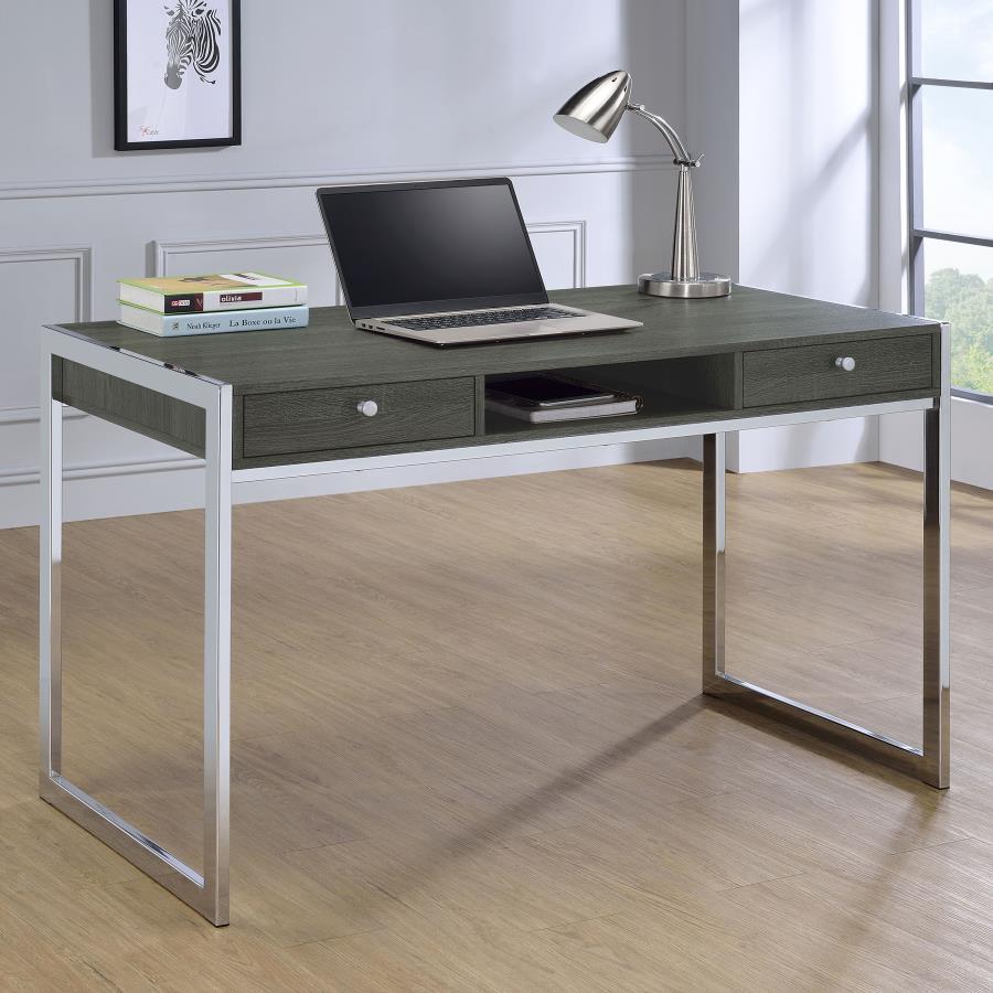 Wallice - 2-Drawer Writing Desk - Weathered Gray