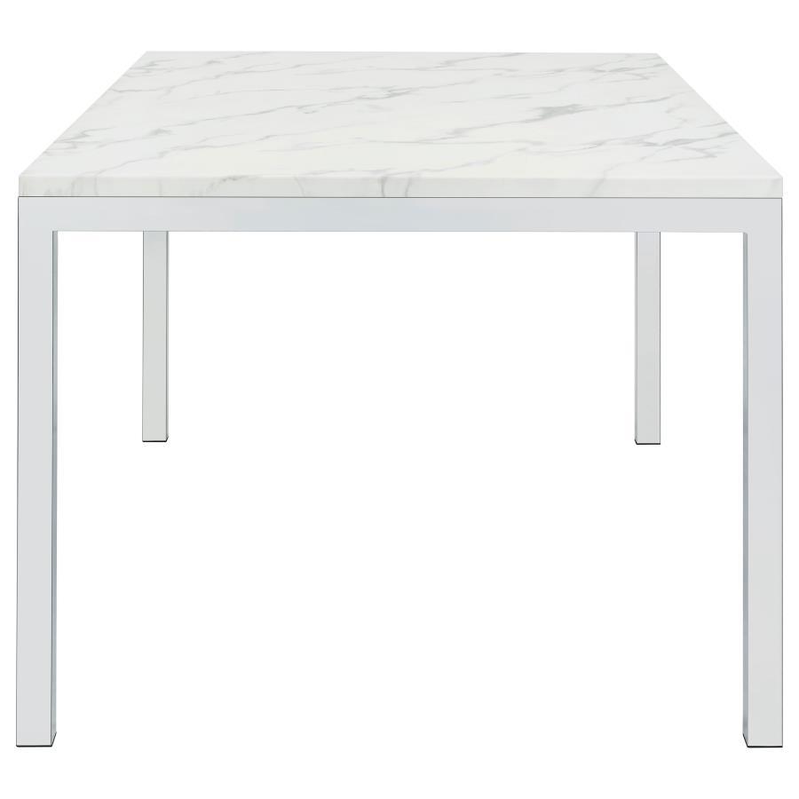 Coaster Fine Furniture Athena - Rectangular Faux Marble Dining Table - Chrome | Meri Furniture
