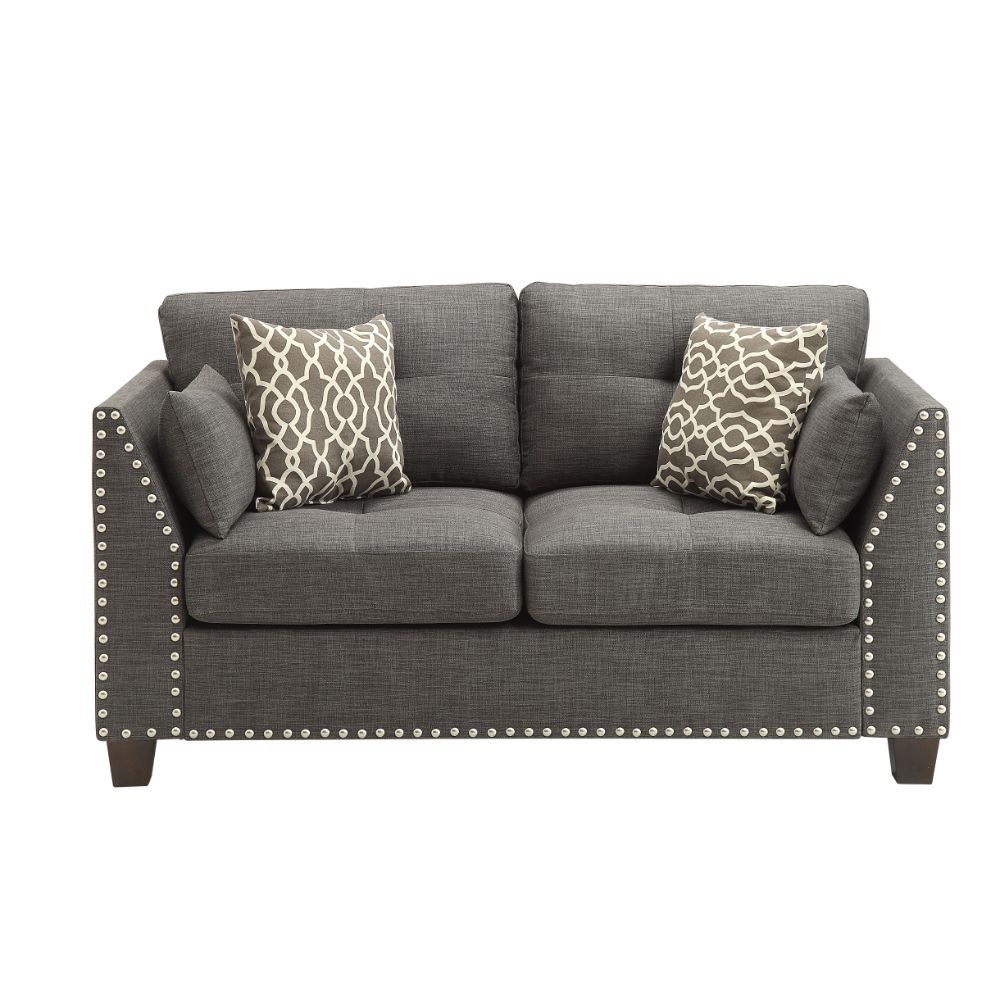 ACME Laurissa - Loveseat - Light Charcoal Linen | Meri Furniture