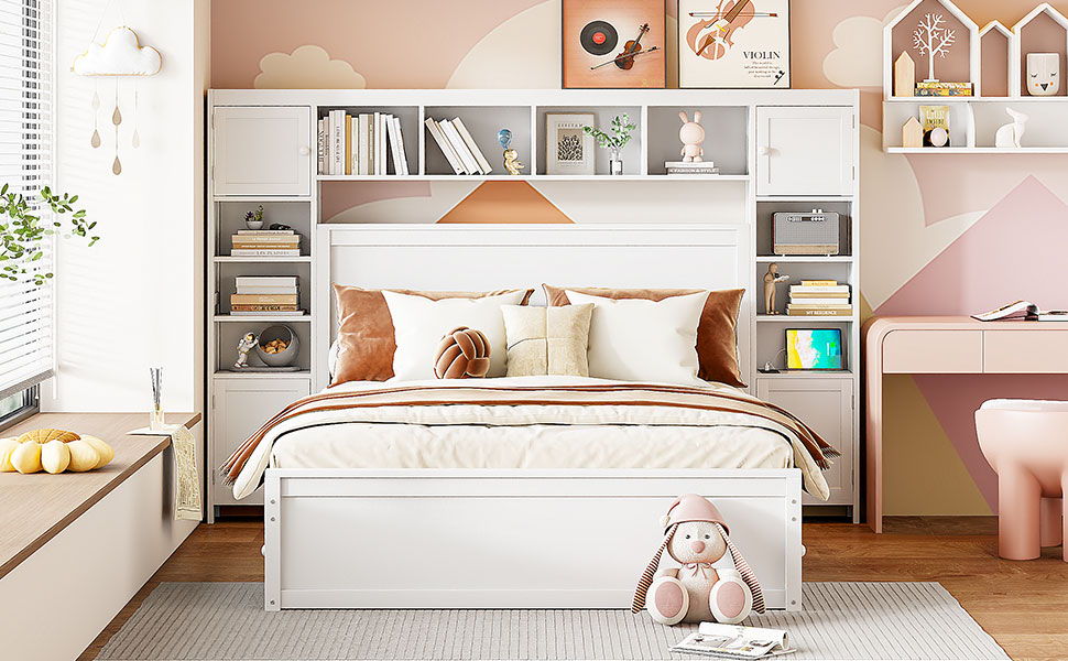 Bed With All In One Cabinet, Shelf And Sockets