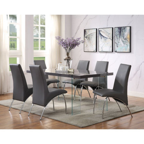 ACME Noland - Dining Table - Gray High Gloss & Clear Glass | Meri Furniture