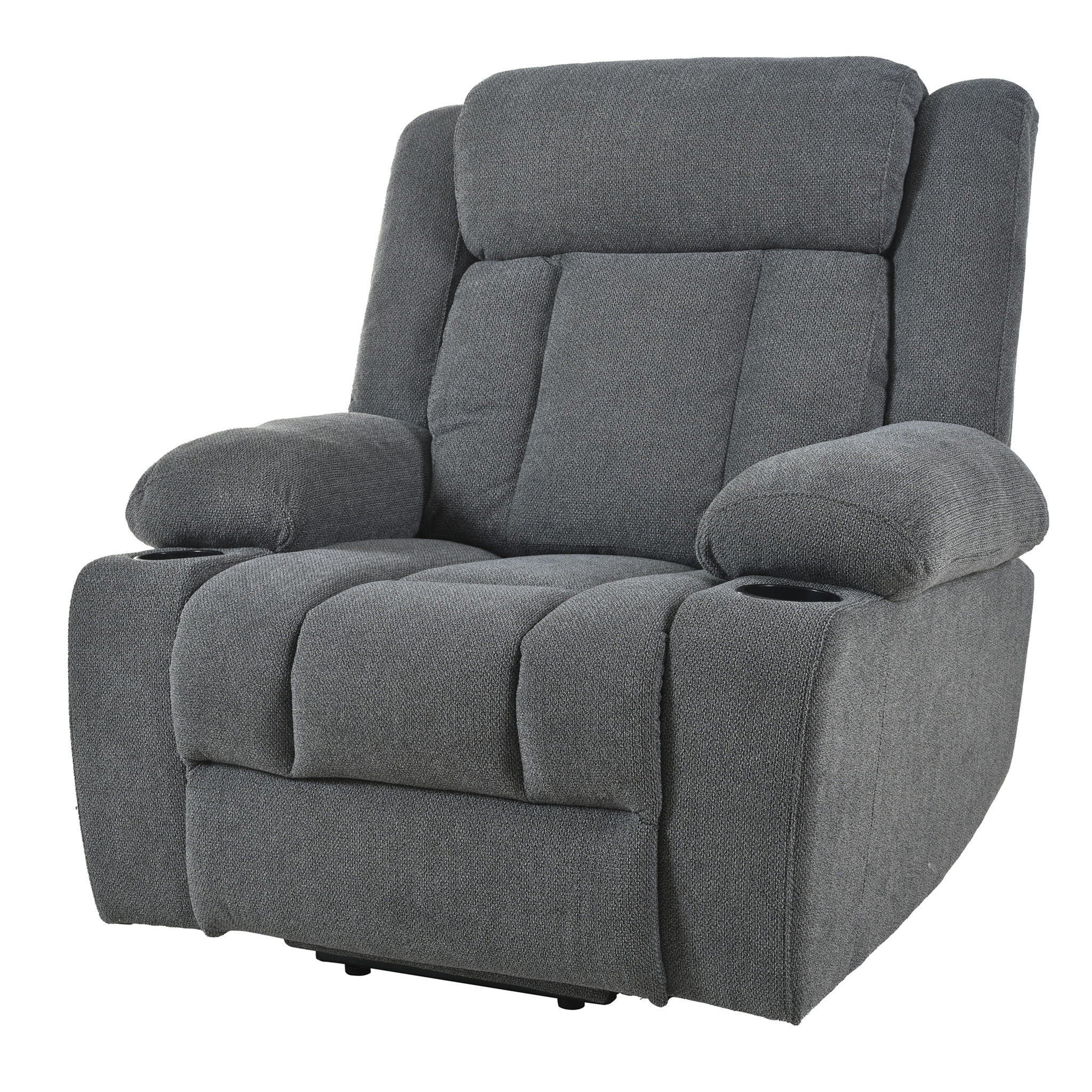 Power Lift Recliner Chair With Extended Footrest, Remote Control, Cup Holders, And Side Pockets