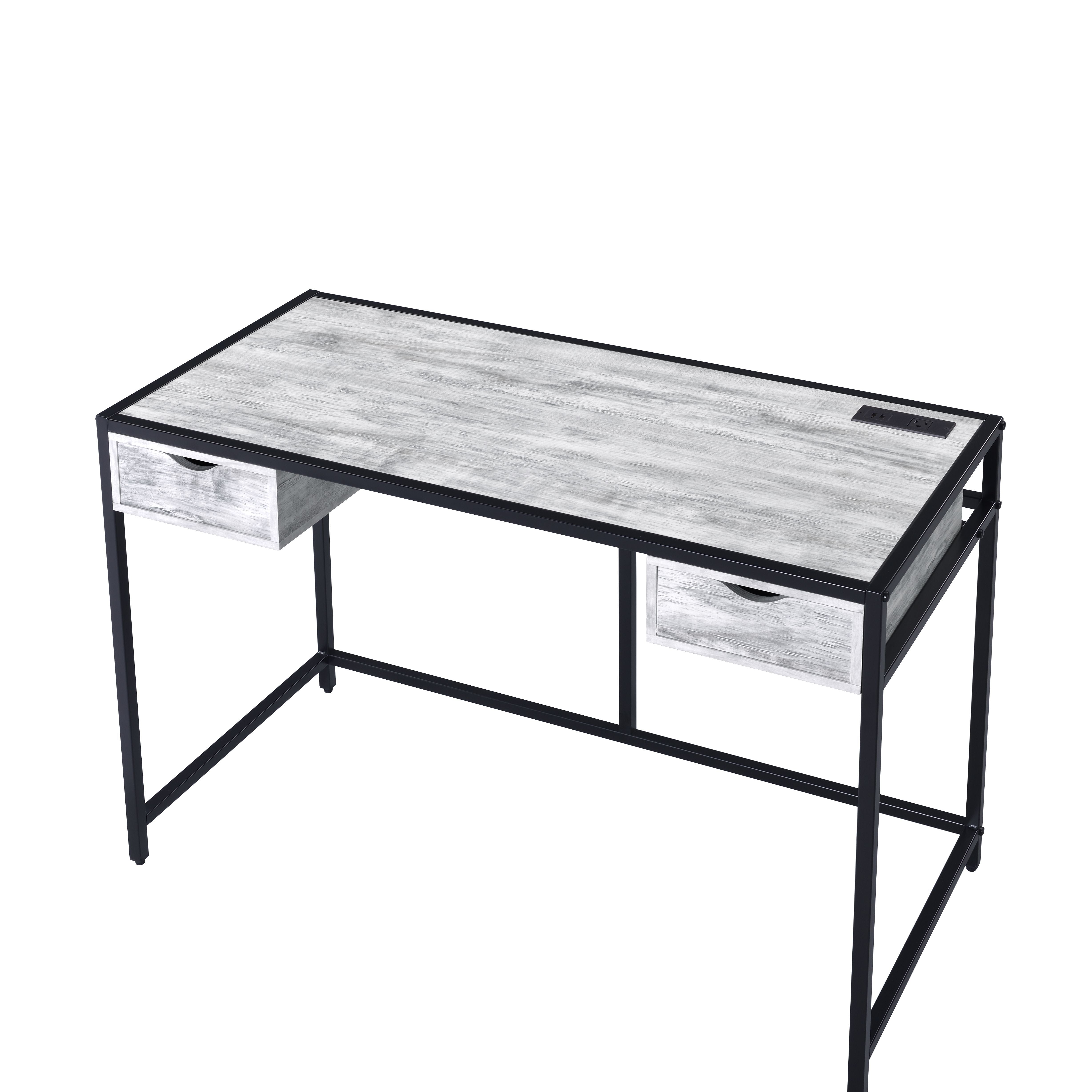 ACME Wearn - Writing Desk - Weathered Gray & Black Finish | Meri Furniture