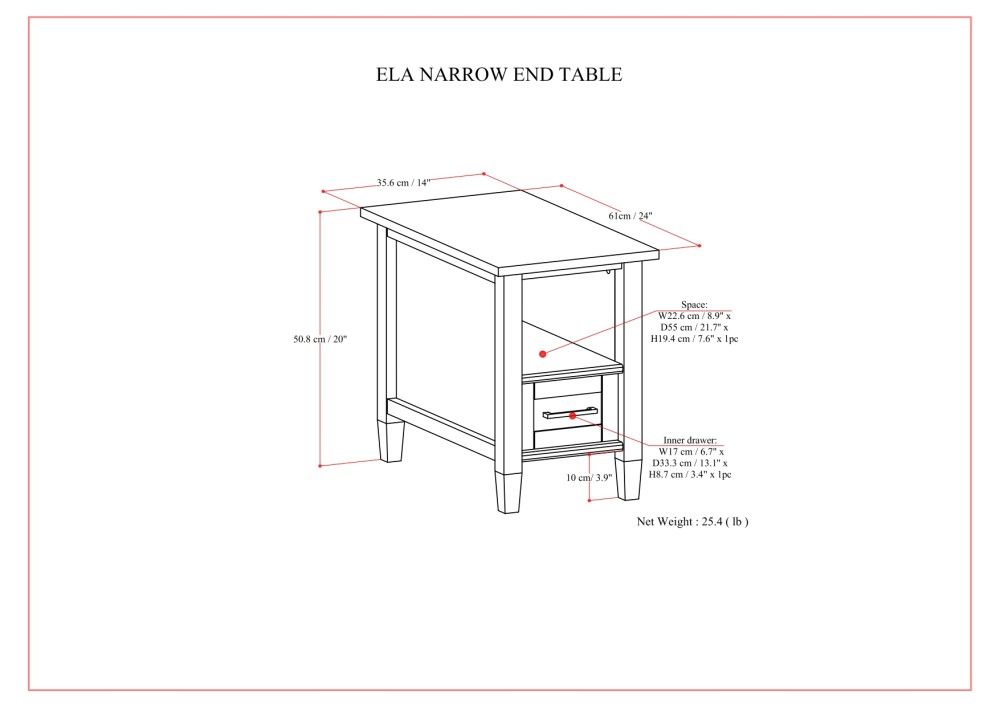 Ela - Narrow End Table - Brown