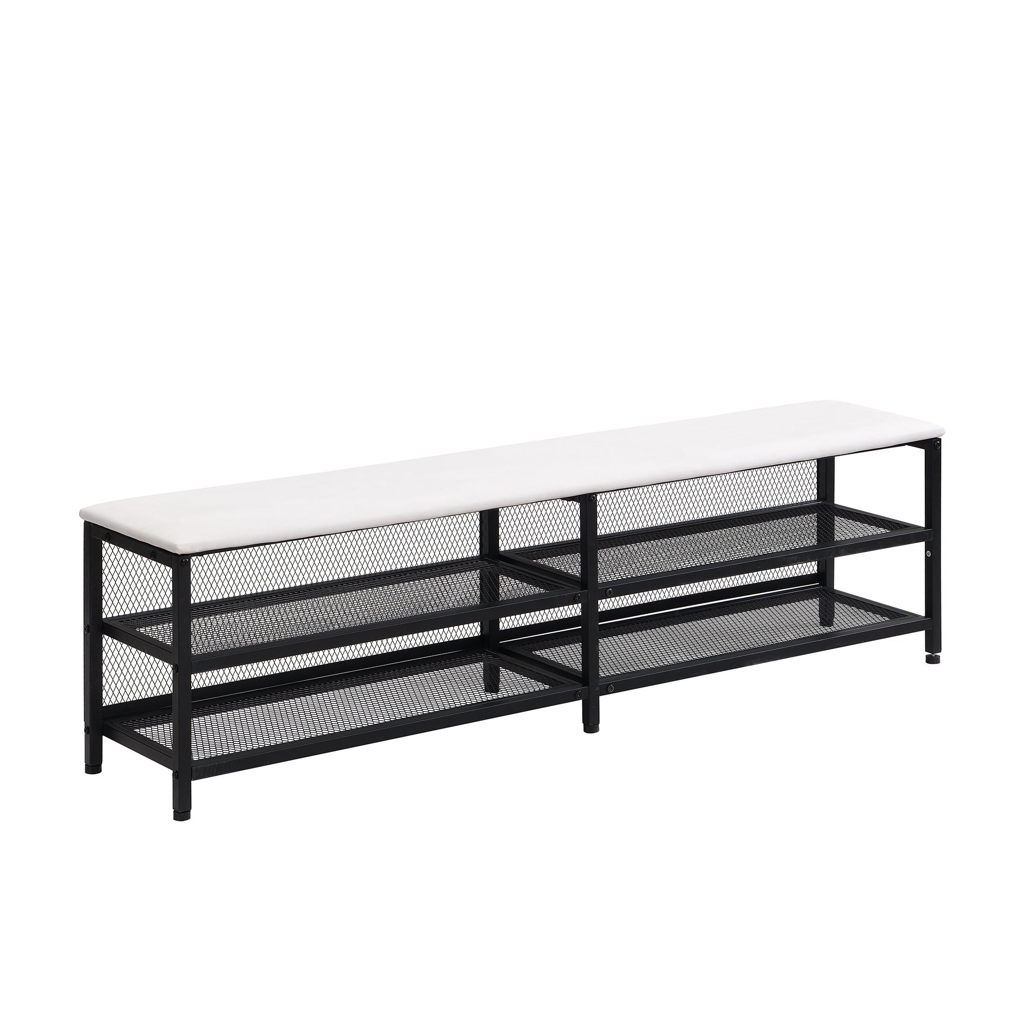 Platform Bed With 2 Tier Storage Shelves, Storage Cabinet