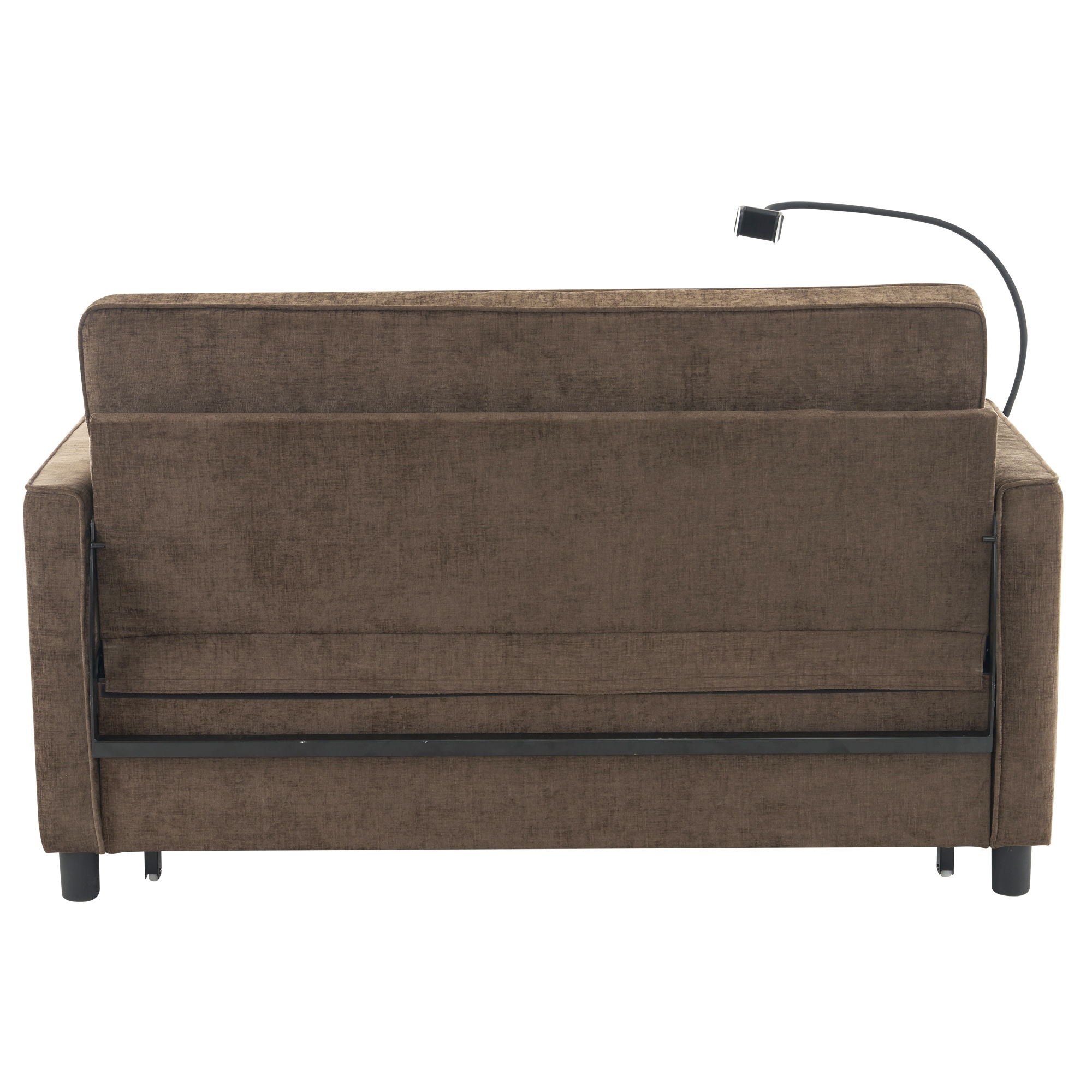Pull-Out Sleeper Sofa With Reversible Backrest Cushion, Side Pockets, 2 USB Ports And A Phone Holder For Living Room