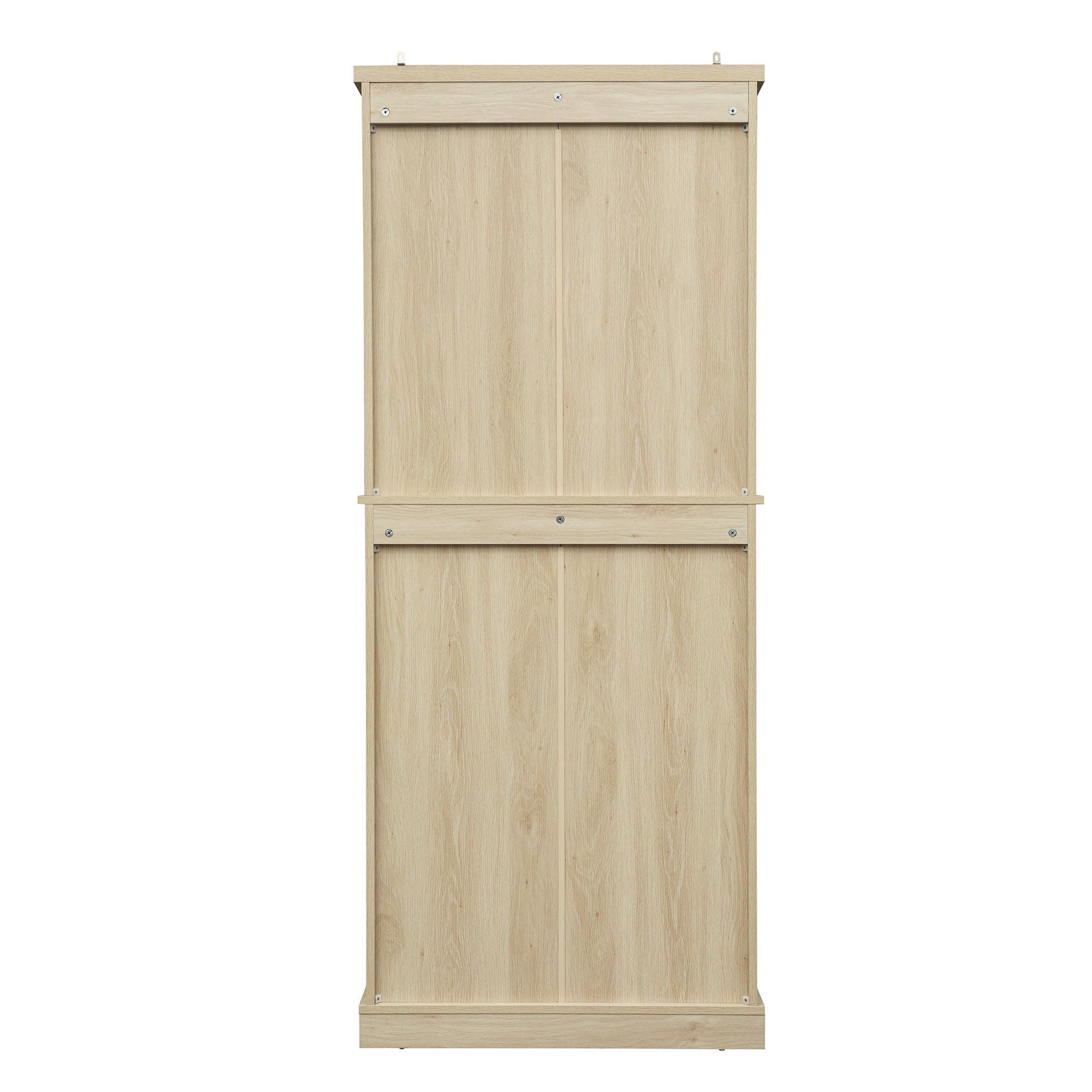 4 Door Storage Cabinet With 1 Drawer And 4 Adjustable Inner Shelves - Natural