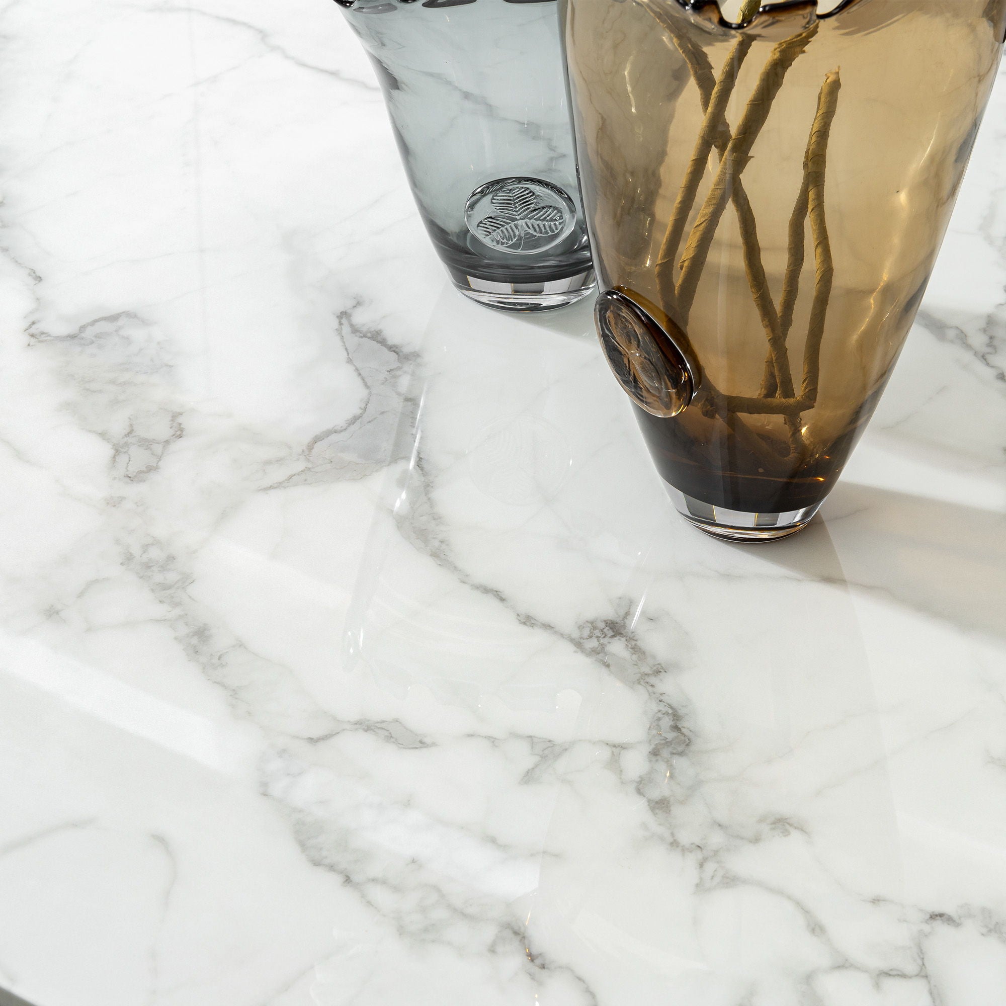 79.53 In. Elegant Marble Pattern Dining Table For 6 Or 8 Seats Polished Stainless Steel Base - Gold