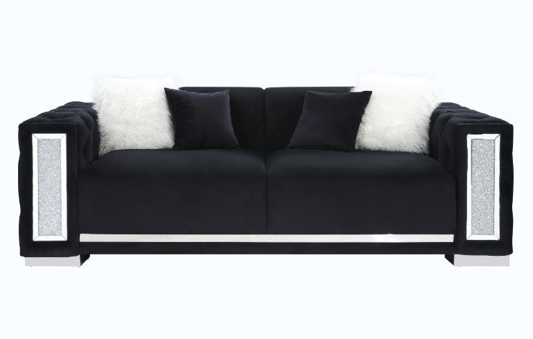 ACME Trislar - Sofa - Black Velvet - 33" | Meri Furniture
