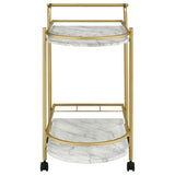 Desiree - 2-Tier Faux Marble Shelf Metal Bar Cart