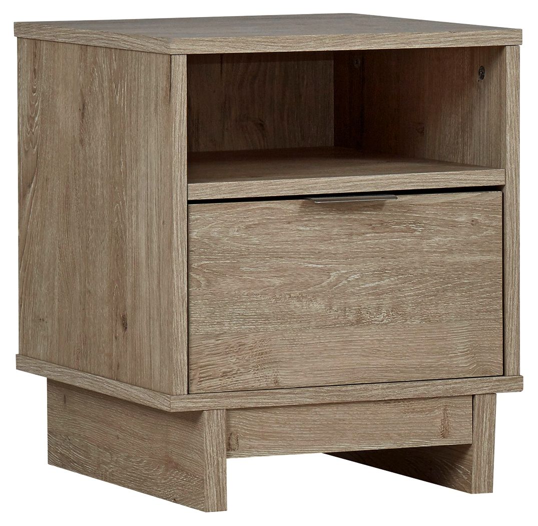 Signature Design by Ashley® Oliah - Beige - One Drawer Night Stand - 20'' Width | Meri Furniture