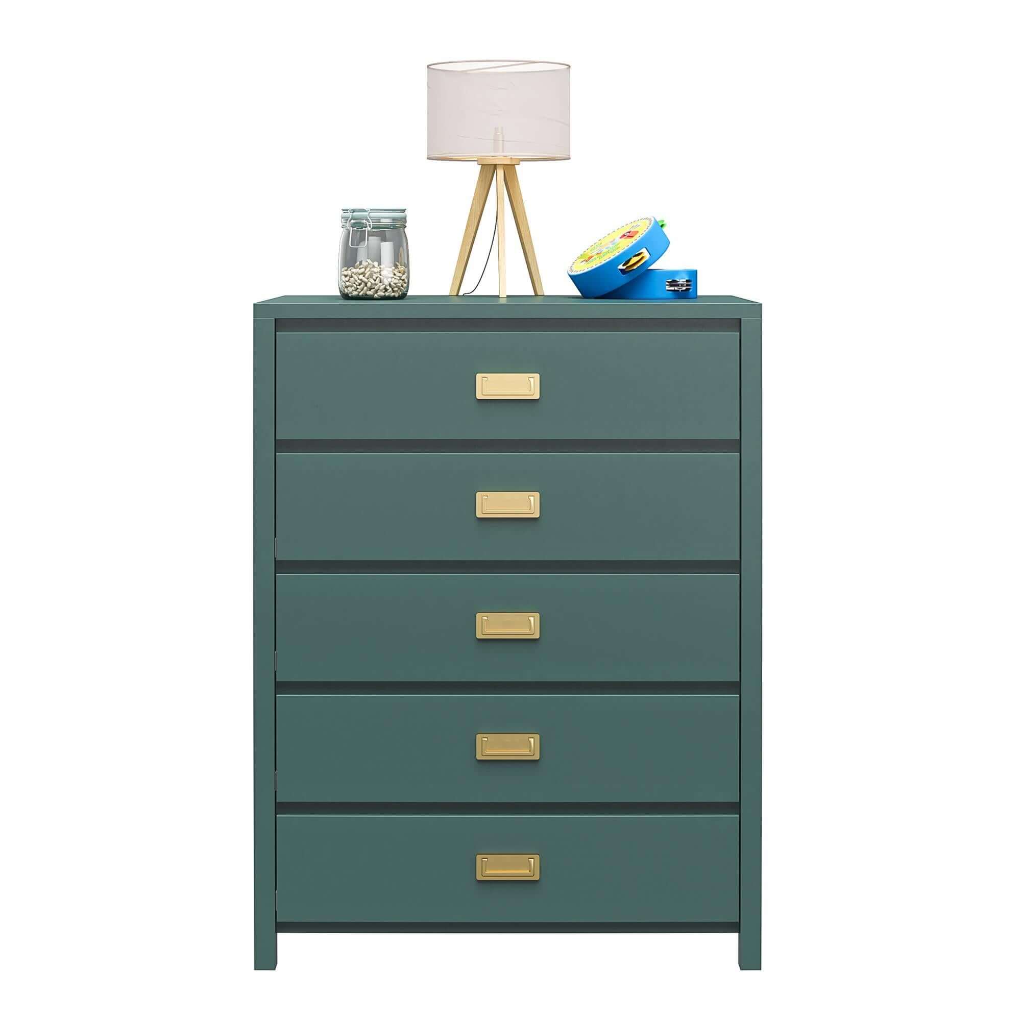 Haven - 5 Drawer Dresser - Dark Green