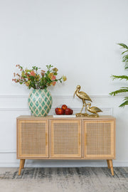 Wooden Accent TV Cabinet With 3 Doors - Brown