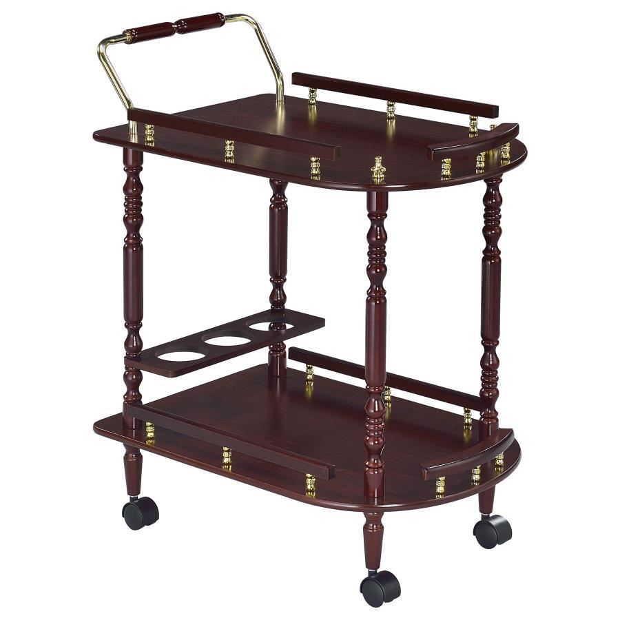 Coaster Fine Furniture Palmer - 2-Tier Rectangular Wood Bar Cart - Merlot | Meri Furniture