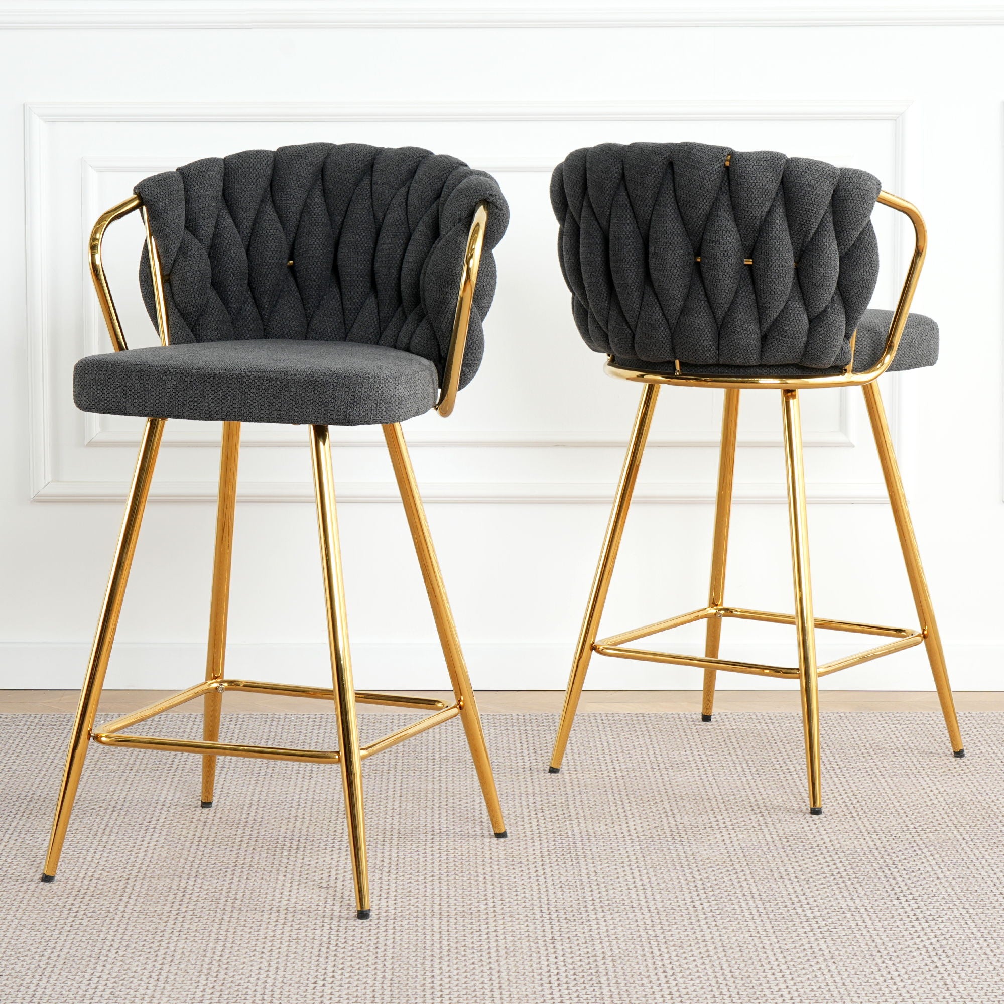 Modern Design High Stool With Plated Legs (Set of 2)