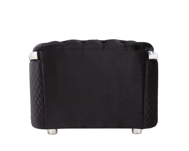 ACME Pyroden - Chair - Black Velvet & Chrome Finish | Meri Furniture