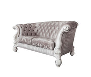 ACME Versailles - Loveseat - Ivory Fabric & Bone White Finish | Meri Furniture