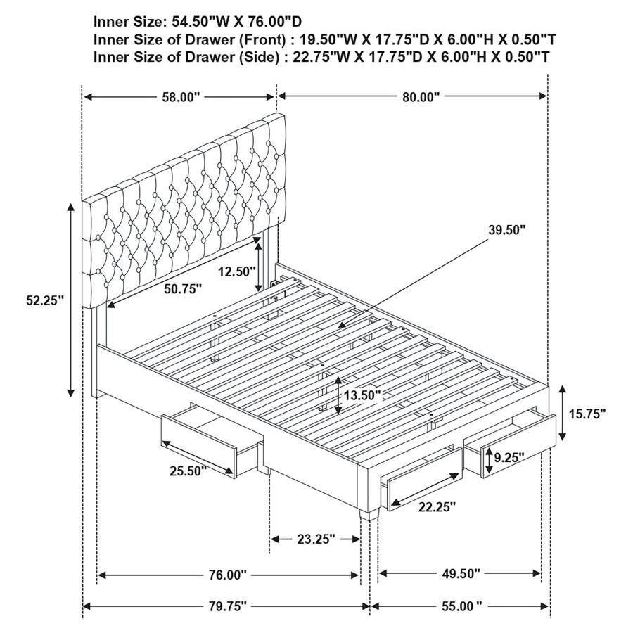 Coaster Fine Furniture Soledad - Upholstered Storage Panel Bed | Meri Furniture