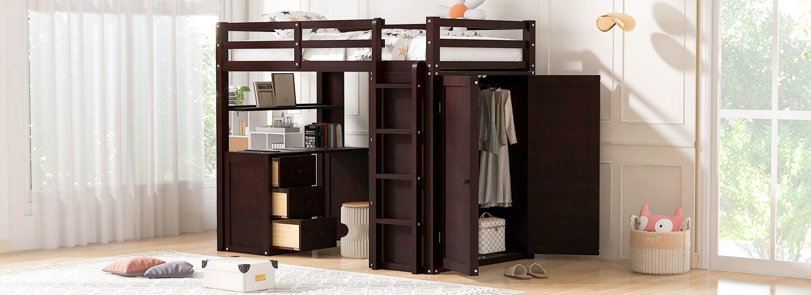 Loft Bed With Drawers, Desk, And Wardrobe