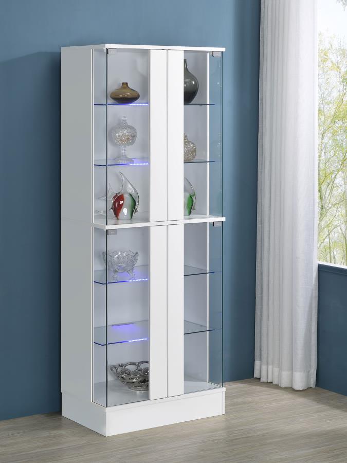 Coaster Fine Furniture Cabra - 4-door LED Curio Display Cabinet | Meri Furniture