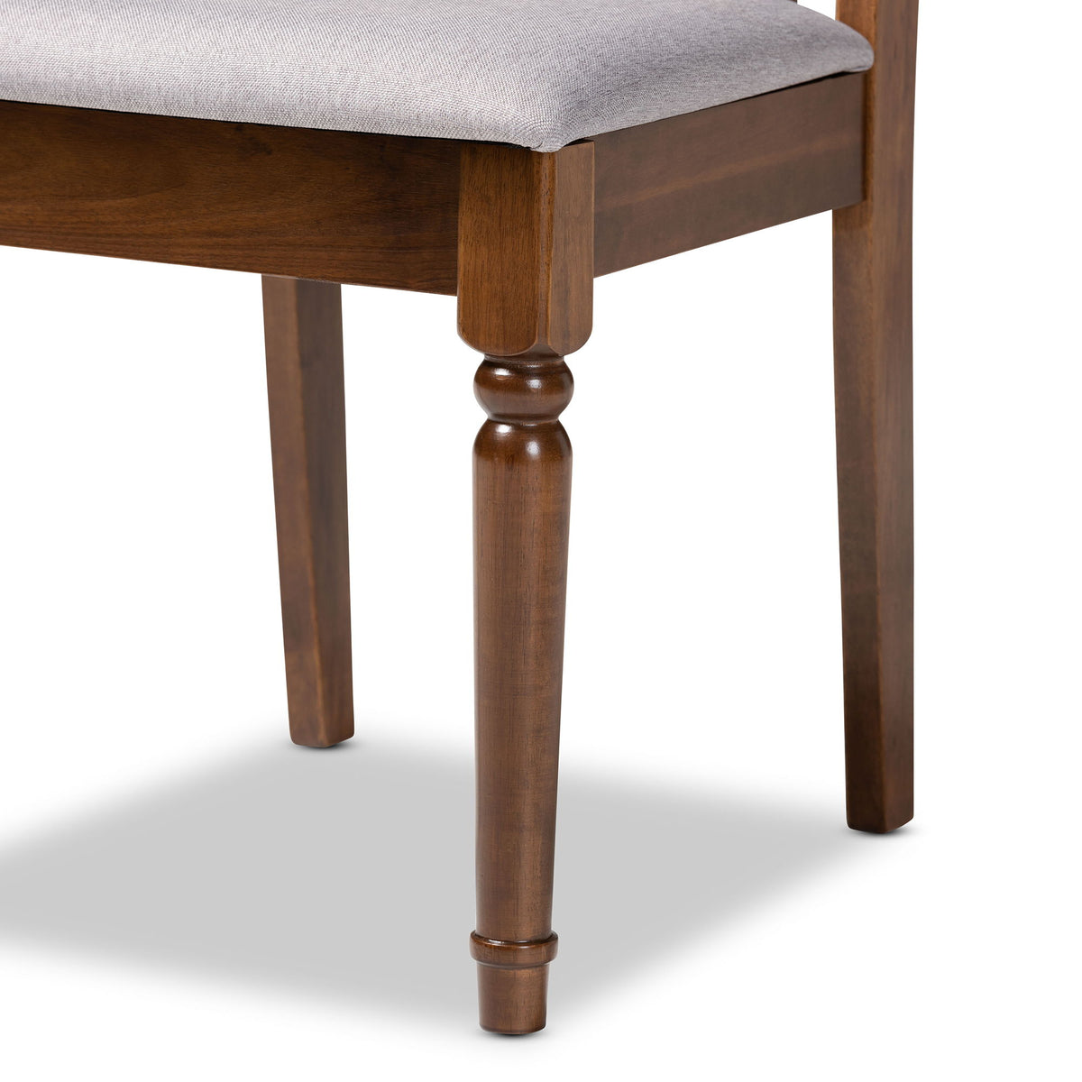 Kasia Modern and Contemporary Grey Fabric Upholstered and Walnut Brown Finished Wood 5-Piece Dining Set