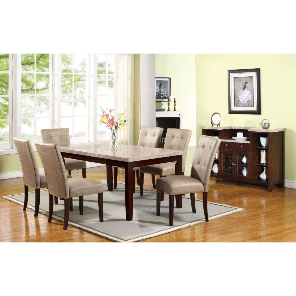 ACME Britney - Side Chair (Set of 2) - Cream PU & Walnut | Meri Furniture