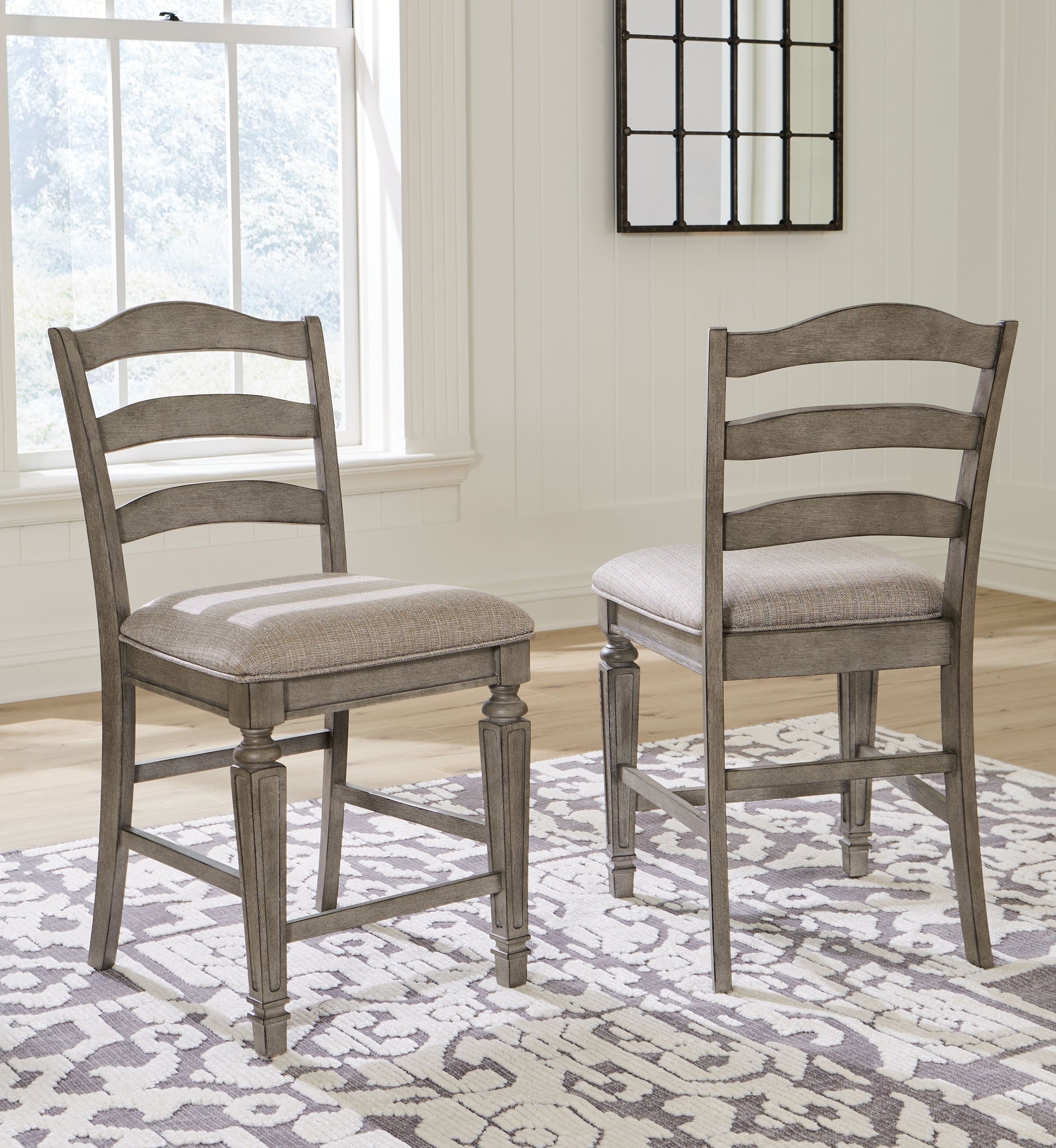 Signature Design by Ashley® Lodenbay - Antique Gray - Upholstered Barstool (Set of 2) | Meri Furniture