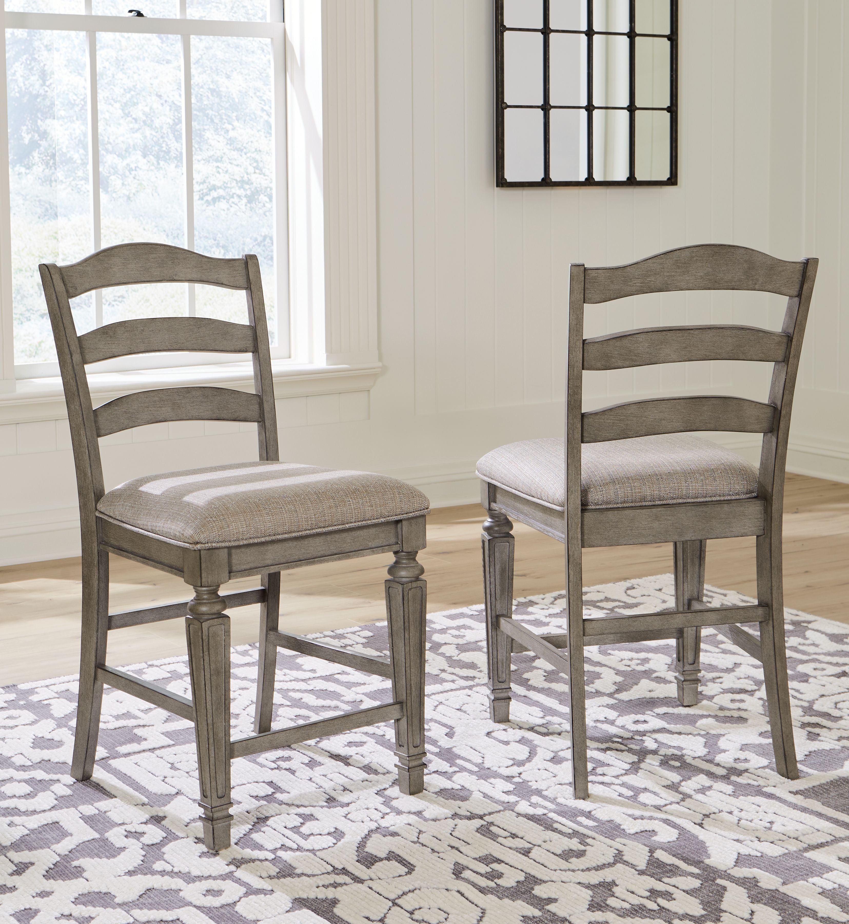 Signature Design by Ashley® Lodenbay - Antique Gray - Upholstered Barstool (Set of 2) | Meri Furniture