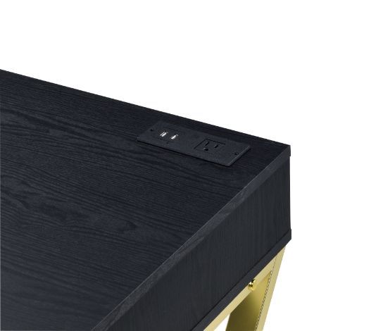 ACME Coleen - Desk - Black & Brass Finish | Meri Furniture