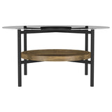 Delfin - Round Glass Top Coffee Table - Black And Brown