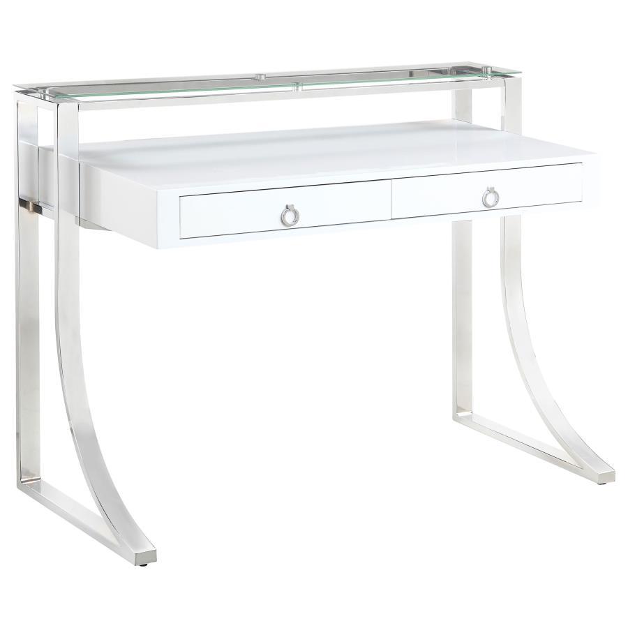 Coaster Fine Furniture Gemma - 2-Drawer Writing Desk - White High Gloss | Meri Furniture