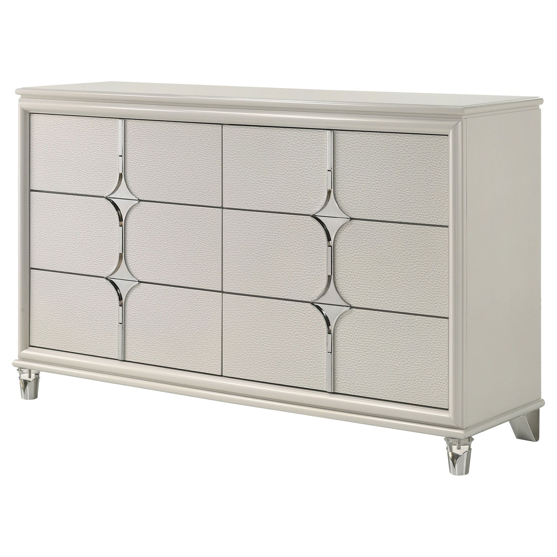 Coaster Fine Furniture Olivia - 6-Drawer Dresser Cabinet - Pearl White | Meri Furniture
