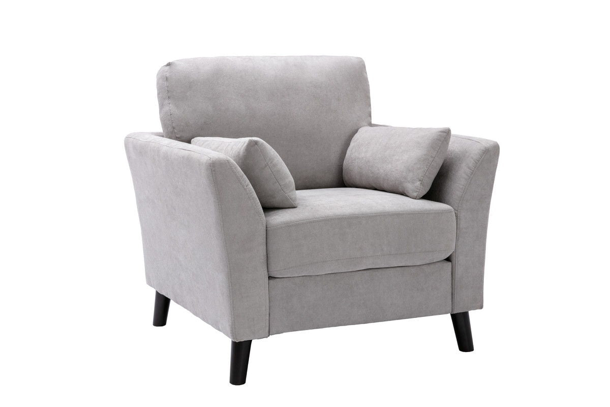 Damian Light Gray Woven Fabric Sofa Loveseat Chair Living Room Set